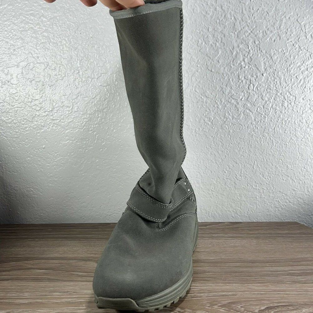 Women's Sketchers Shape Ups Toning Boots Green Suede Sz 9 Shearling Line 24857 - Picture 4 of 7